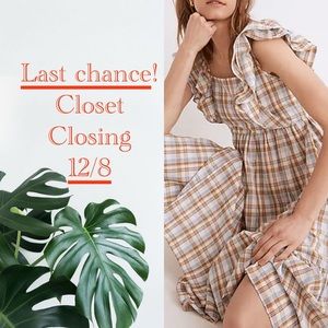 Madewell Ruffle Sleeve Tiered Plaid Midi Dress XL EUC